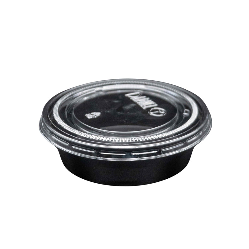 Copa Souffle 03Oz Negra C/Tapa (Paqx100 Unid)