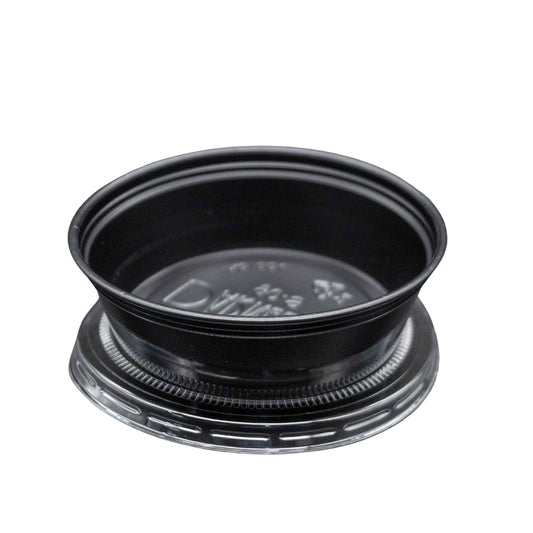 Copa Souffle 03Oz Negra C/Tapa (Paqx100 Unid)