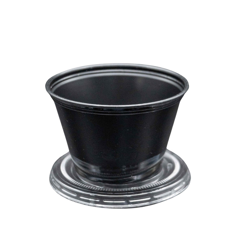 Copa Souffle 4Oz Negra C/Tapa X100Und