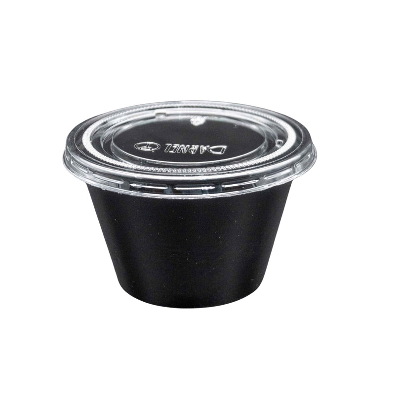 Copa Souffle 4Oz Negra C/Tapa X100Und