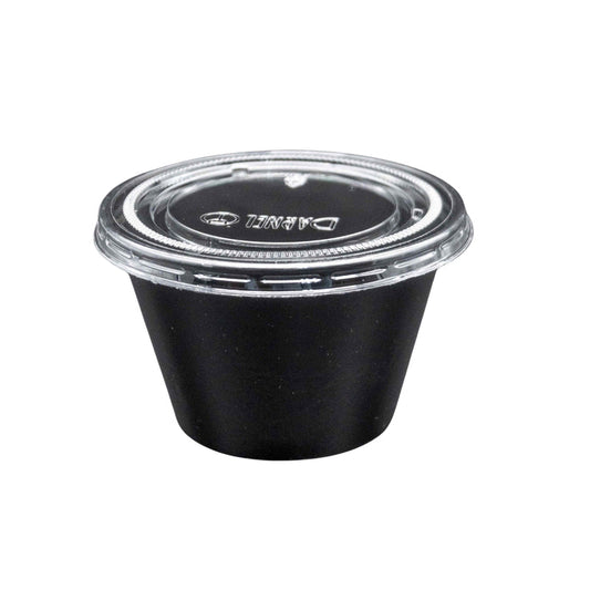 Copa Souffle 4Oz Negra C/Tapa X100Und