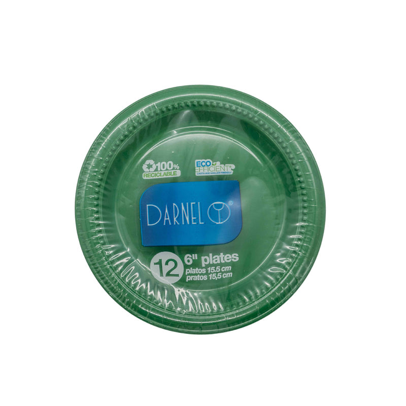 Platos Plasticos 15.5 Cm 6" Color Verde Vivo Darnell