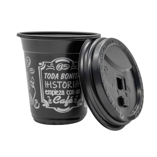 Vasos V.6 Histori Negro Plastico P/Cafe Selva
